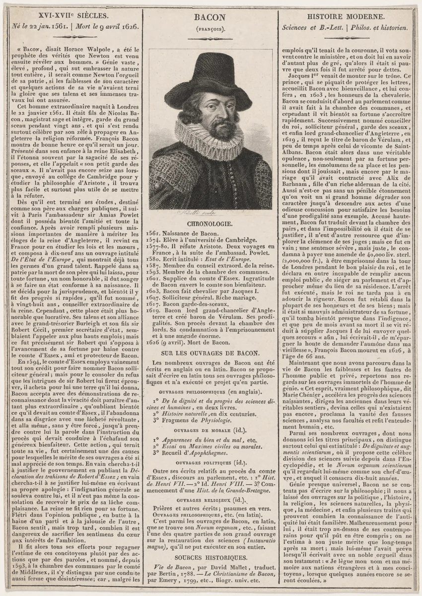 Francois Bacon by Unknown 19th Century, print, 1800-1899