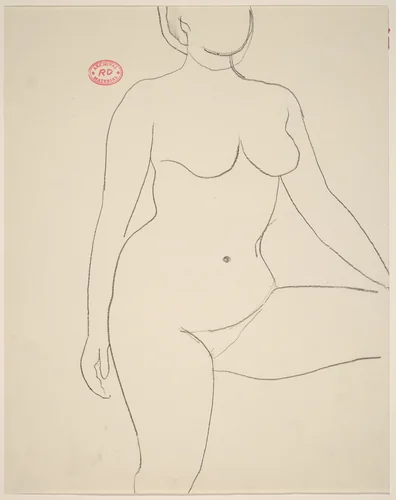 Untitled [standing nude with elevated left leg] by Richard Diebenkorn, drawing, 1955-1967