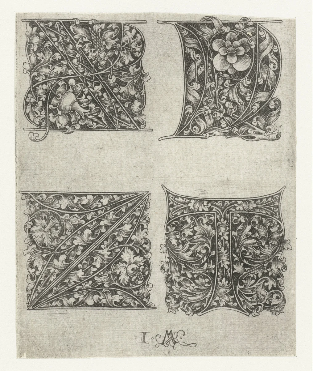 Hoofdletters X, Y, Z en T by Unknown, print, 1455-1503