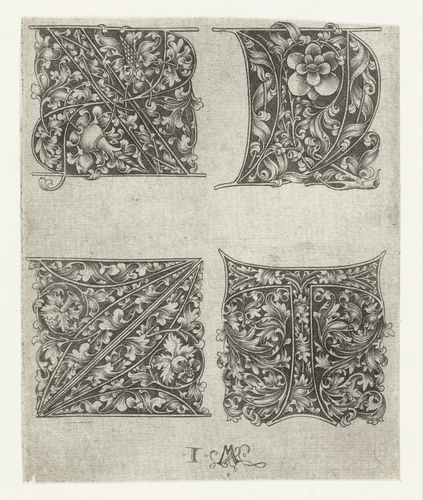 Hoofdletters X, Y, Z en T by Unknown, print, 1455-1503