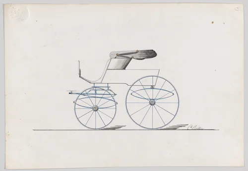 Design for Stanhope Phaeton by Brewster & Co., drawing, 1850-1870