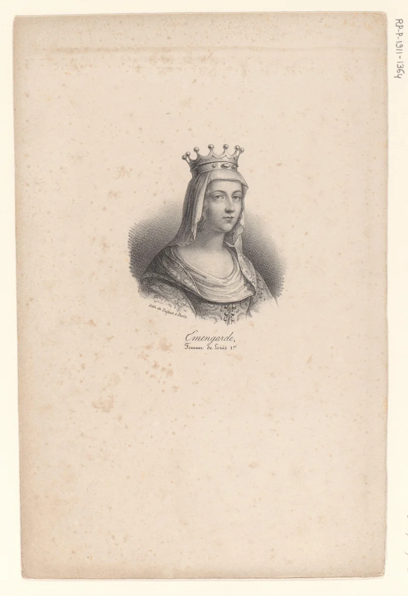 Portret van Ermengarde van Haspengouw by anonymous, print, 1818-1842