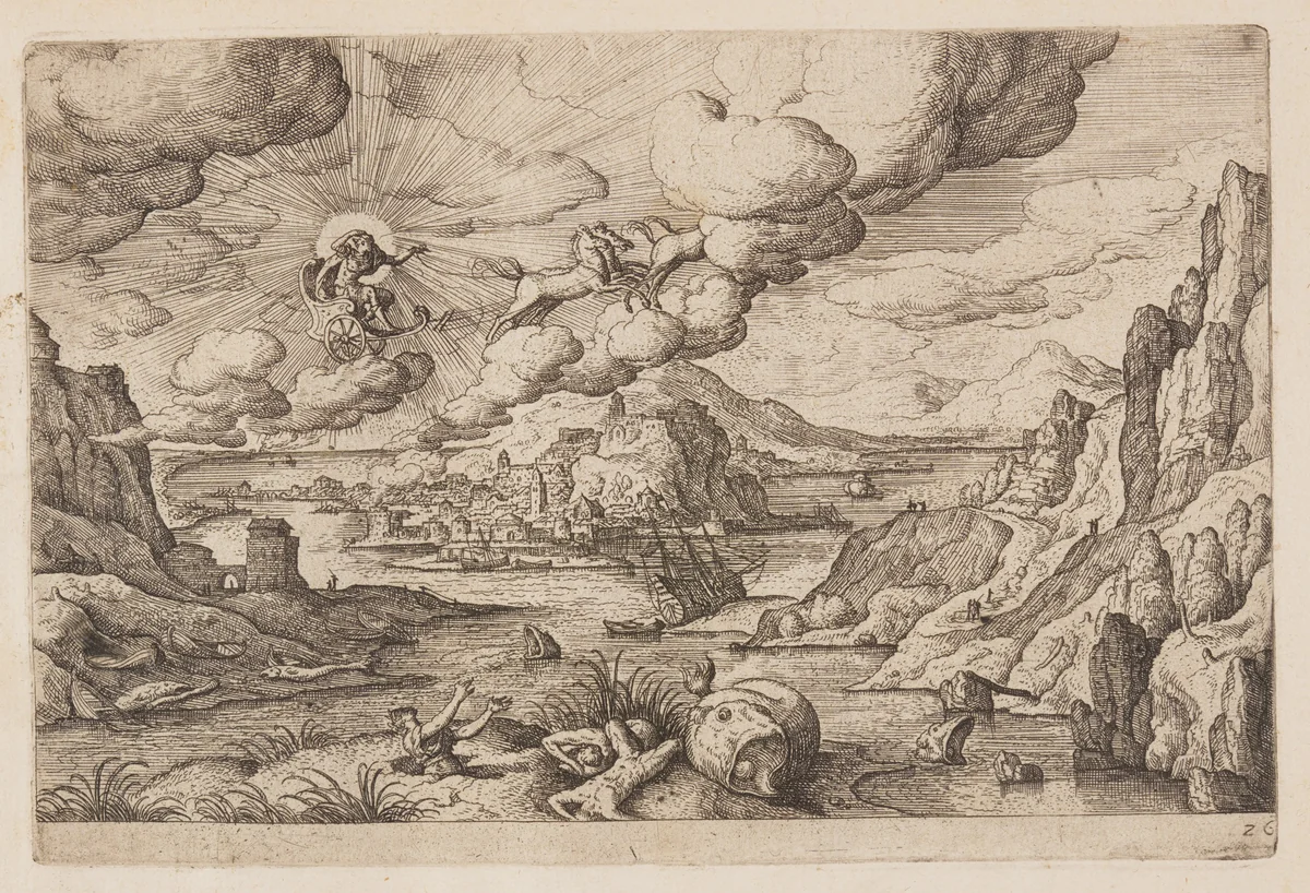 Plate 26, from Landscapes with Scenes from the Old and New Testament and Ovid’s Metamorphoses by Hans Bol, print, 1574