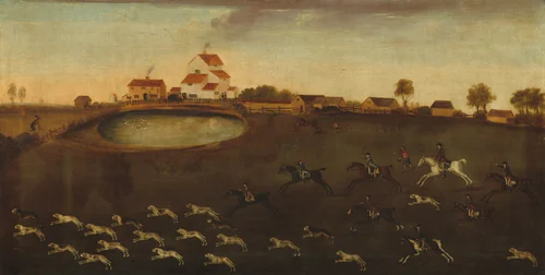 Hunting Scene with a Pond by American 18th Century, painting, 1700-1799