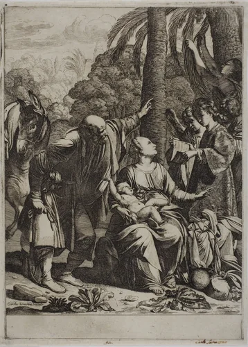 Rest on the Flight into Egypt by Jean Le Clerc, print, 1620-1630