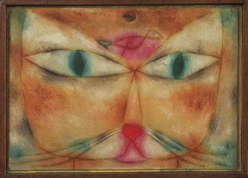 Cat and Bird by Paul Klee, painting, 1928