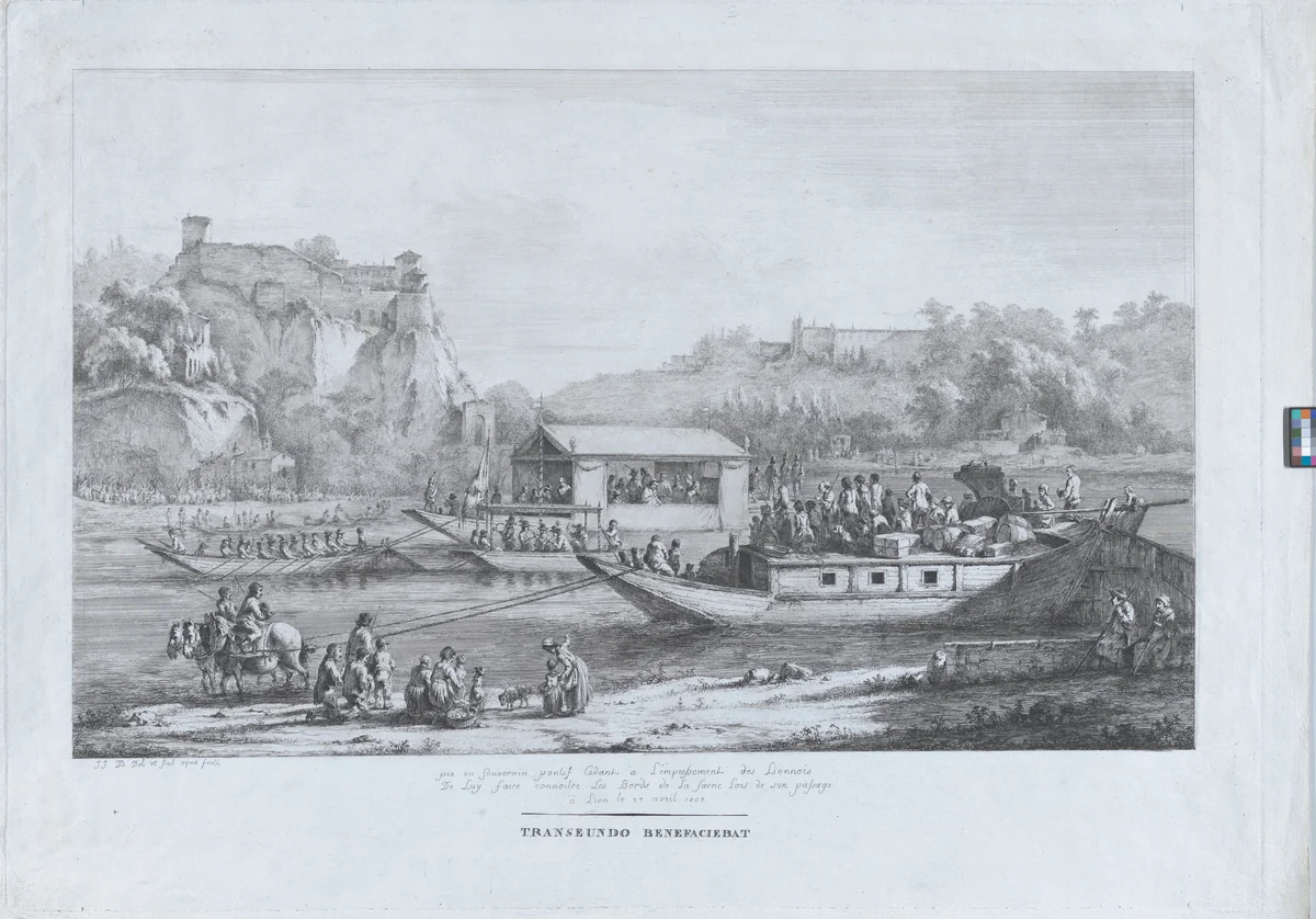 Papal Promenade Along The Saône by Jean Jacques de Boissieu, print, 1805
