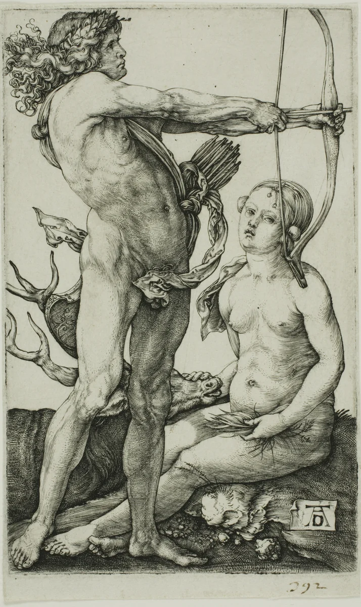 Apollo and Diana by Albrecht Dürer, print, 1502-1505