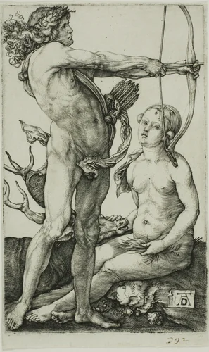 Apollo and Diana by Albrecht Dürer, print, 1502-1505
