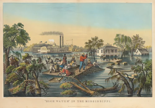 "High Water" in the Mississippi by Frances Flora Bond Palmer, print, 1868