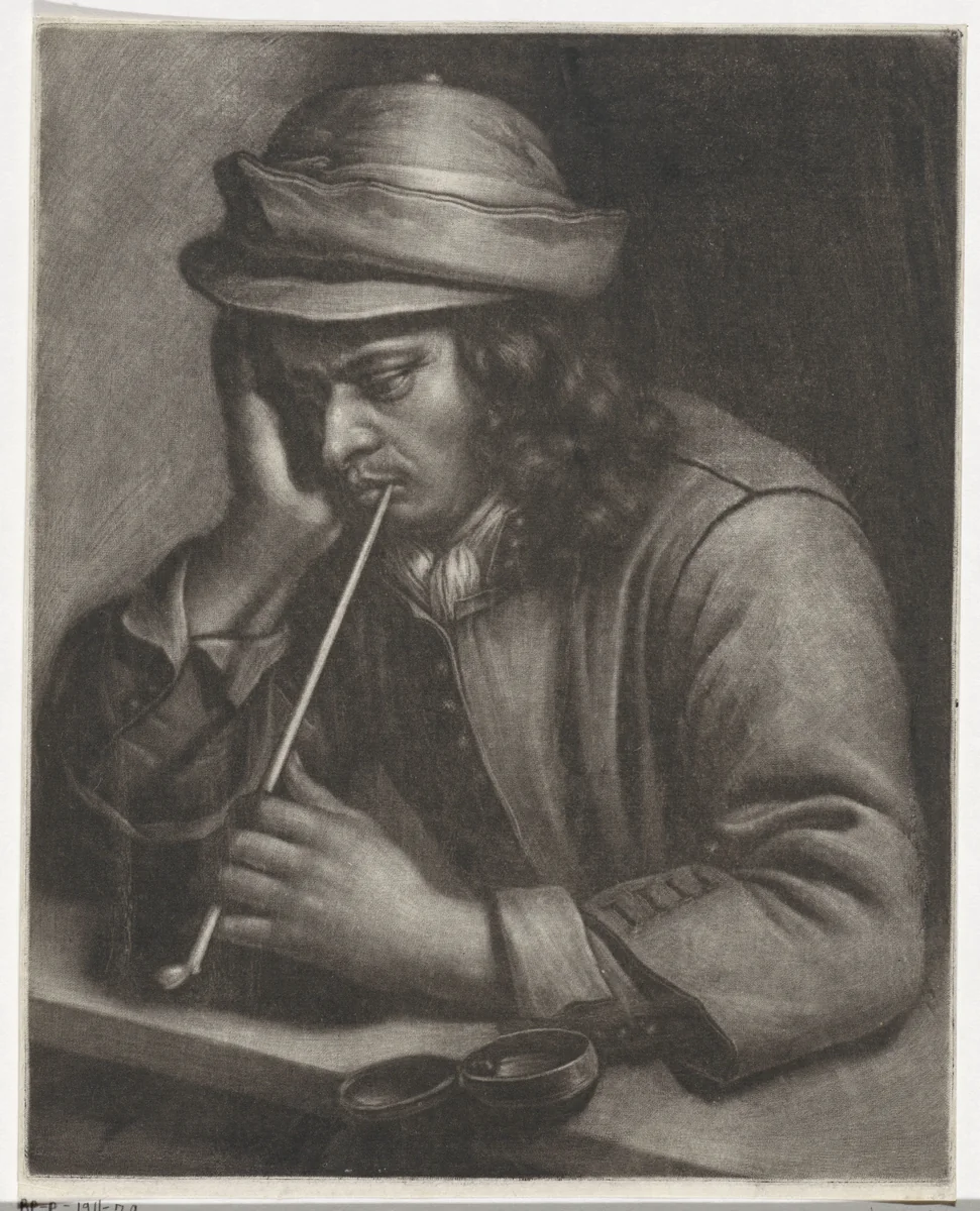 Rokende man by Wallerant Vaillant, print, 1658-1677