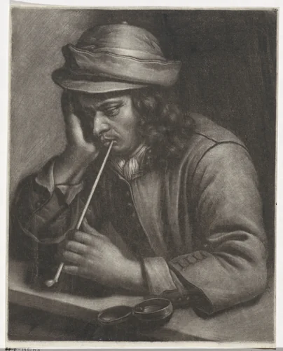 Rokende man by Wallerant Vaillant, print, 1658-1677