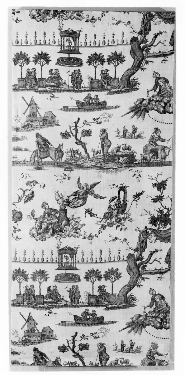 Le Temple de L'Amour (The Temple of Love) (Furnishing Fabric) by Gorgerat Frères et Cie, textile, 1780-1785