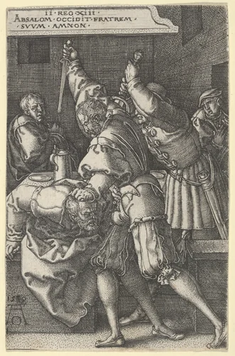 The Servants of Absalom Killing Amnon, from "The Story of Amnon and Tamar" by Heinrich Aldegrever, print, 1540