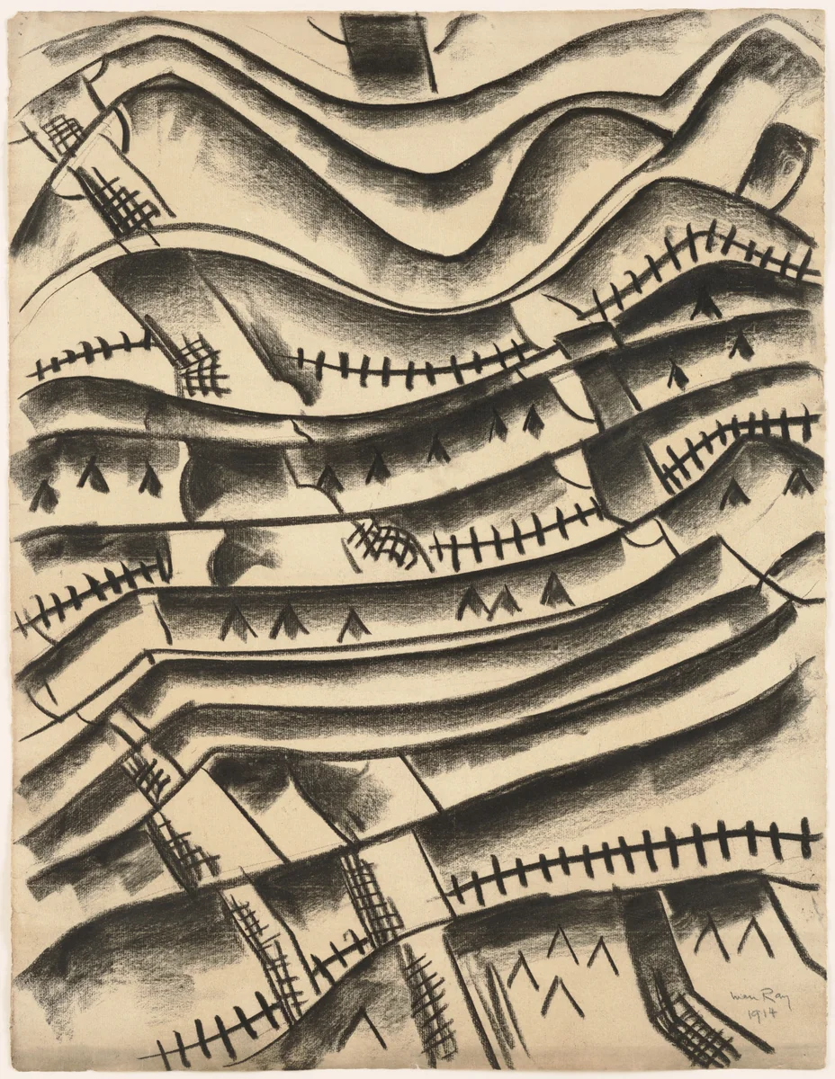 Ridgefield Landscape by Man Ray, drawing, 1914