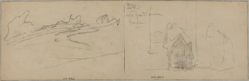 Studies of Clouds and an Old Woman by Félix-Hilaire Buhot, drawing, 1847-1898