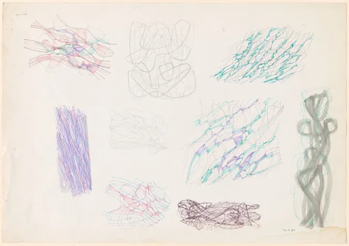 Sheet of Sketches by Stanley William Hayter, drawing, 1972