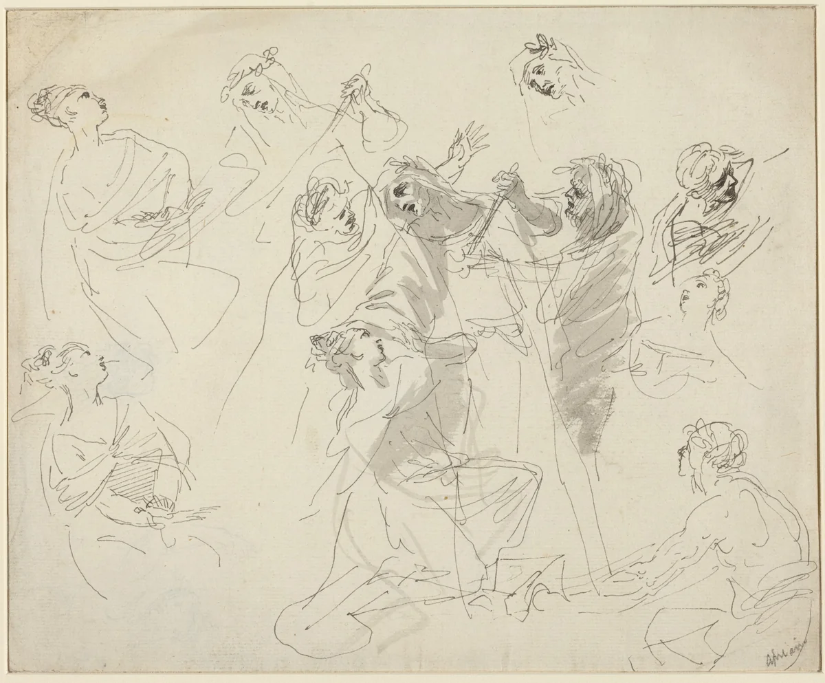 Figure Studies [recto] by Giovanni Battista Cipriani, drawing, 1727-1785