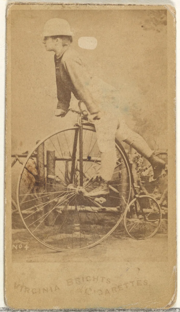 Card 4, from the Girl Cyclists series (N49) for Virginia Brights Cigarettes by Allen & Ginter, photograph, 1887