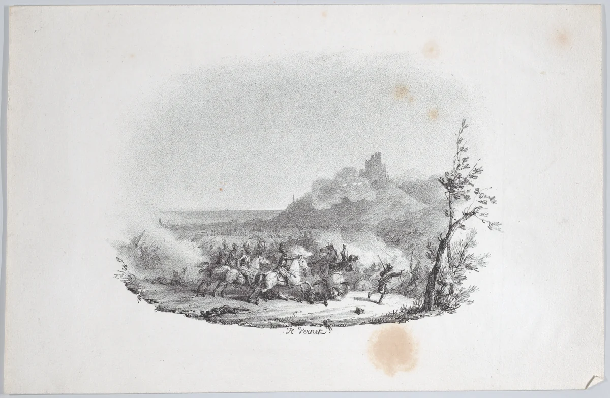 Cavalry Combat at the Battle of Arques by Horace Vernet, print, 1815-1825