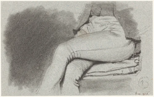 Study of a Seated Man's Legs by Henry Wyatt, drawing, 1816