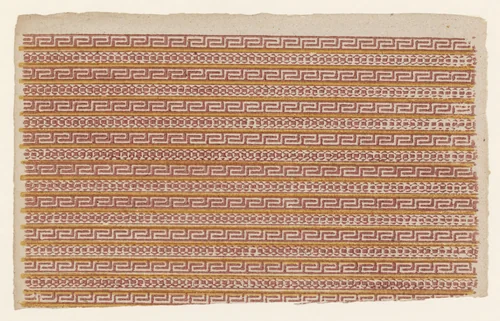 Blad met banenpatroon van meander en sierlijst by anonymous, print, 1700-1850
