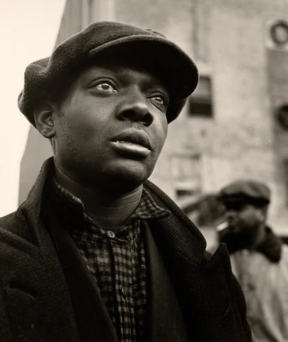 Striker on Picket Line of Packing House Workers, Chicago, Illinois by Wayne Miller, photograph, 1948