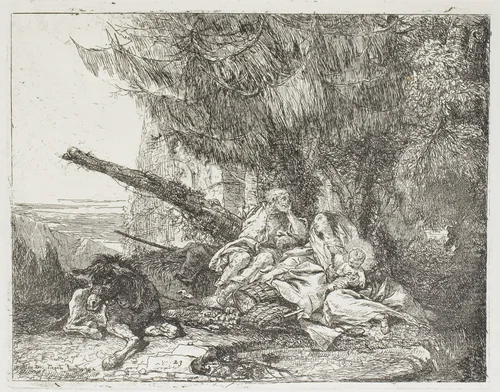 The Holy Family Resting in a Wood, plate 23 from The Flight into Egypt by Giovanni Domenico Tiepolo, print, 1753