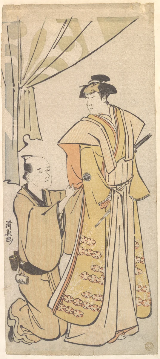 The Actor Nakamura Rikō I with an Attendant by Torii Kiyonaga (鳥居清長), print, 1774-1794