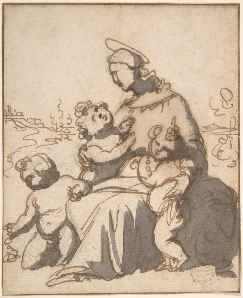 Madonna and Children by anonymous, drawing, 1500-1600