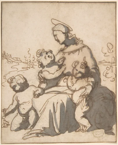 Madonna and Children by anonymous, drawing, 1500-1600