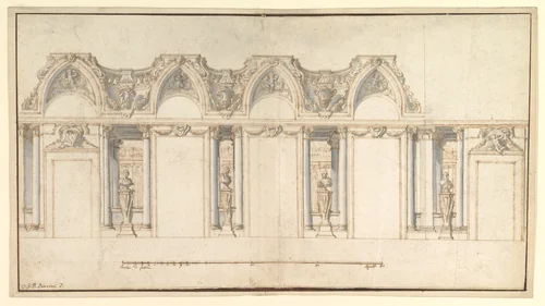 Design for the Decoration of a Palace Interior by Giovanni Paolo Panini, drawing, 1691-1765