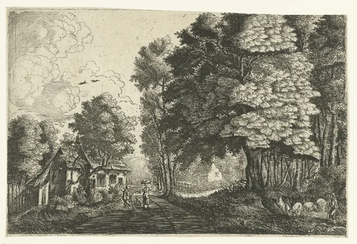 Herder bij een bosrand by Jean Baptiste Bonnecroy, print, 1644-1676