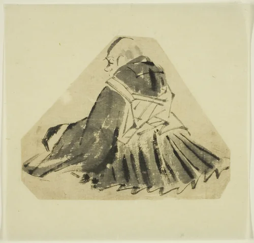 Sketch of a Priest by Hanabusa Itcho, print, 1610-1868