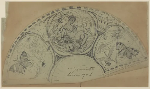 Fan Design [recto] by Lovis Corinth, drawing, 1906