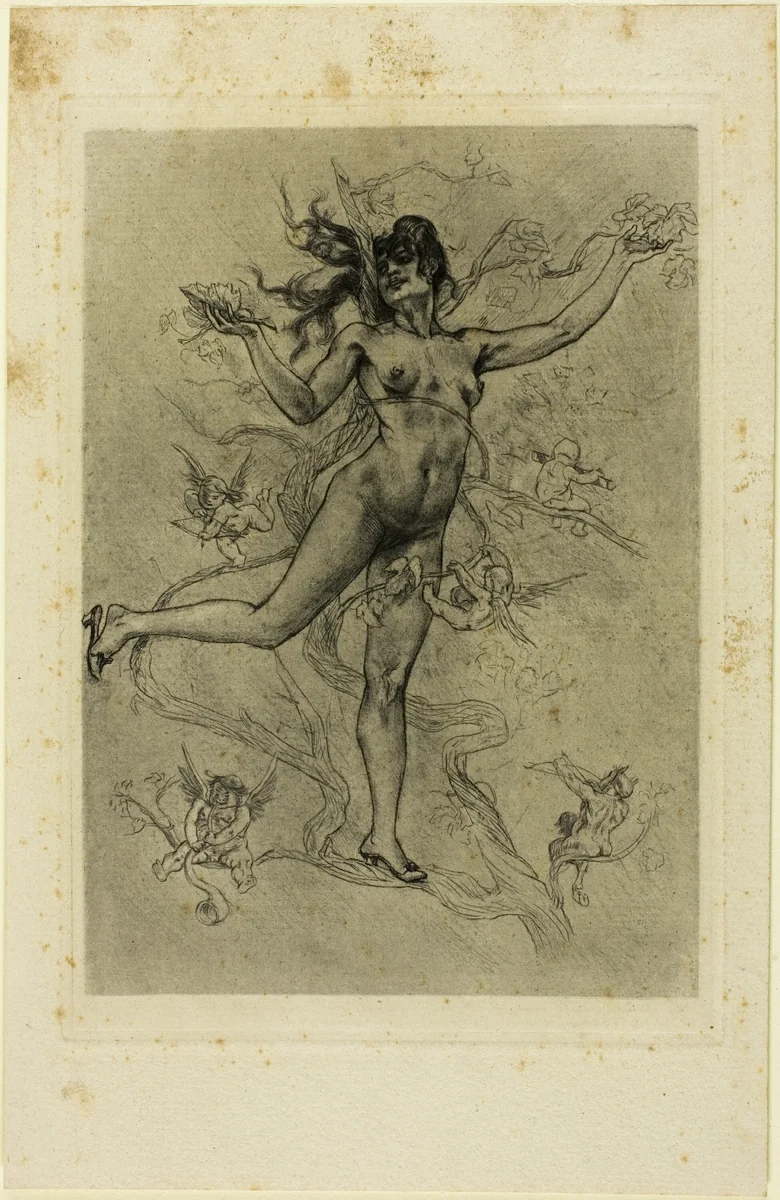 The Grapeleaf by Félicien Rops, print, 1895