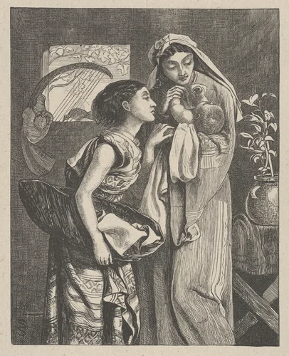 The Infant Moses, from "Dalziels' Bible Gallery" by Simeon Solomon, print, 1863-1881