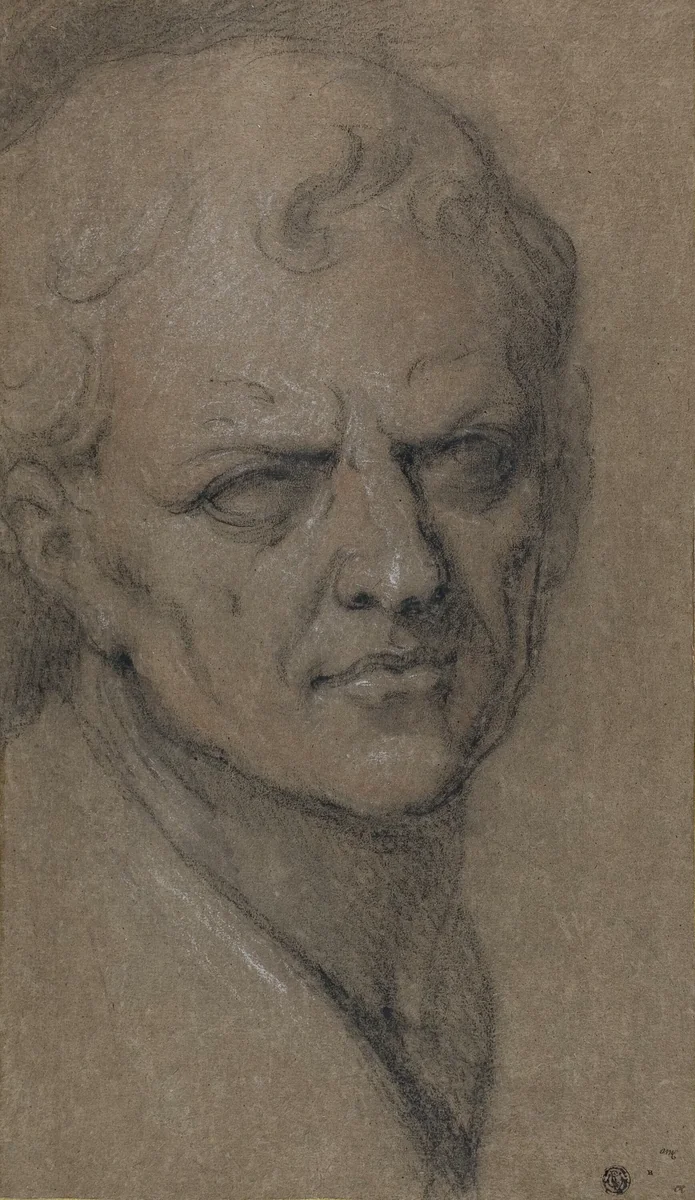 Roman Portrait Bust by Jacopo Robusti, drawing, 1538-1594