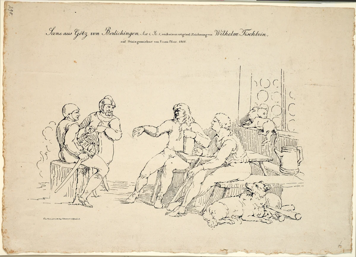 Act 1, Scene 1 from Götz van Berlichingen by Franz Pforr, print, 1805