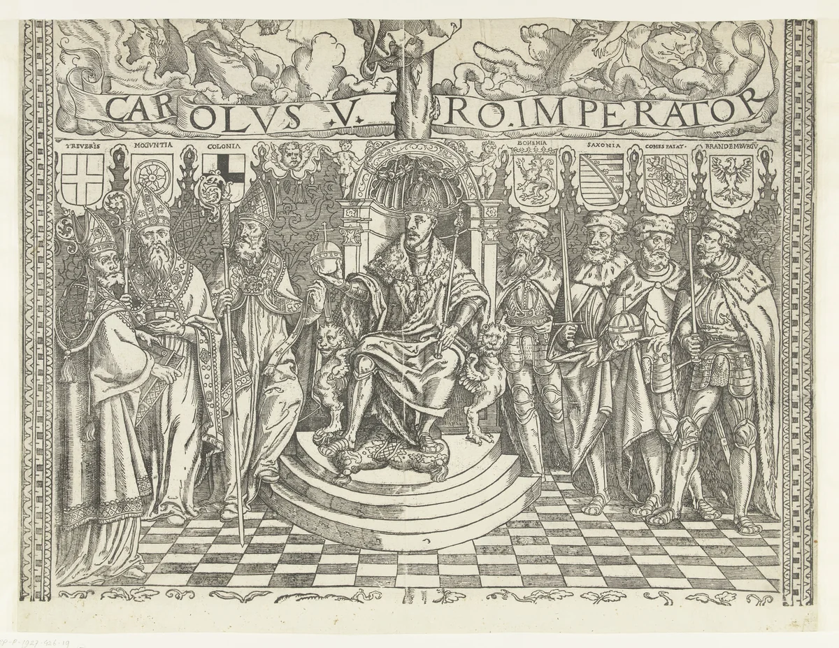 Stamboom van het Habsburgse huis, blad negentien by Robert Péril, print, 1533-1535