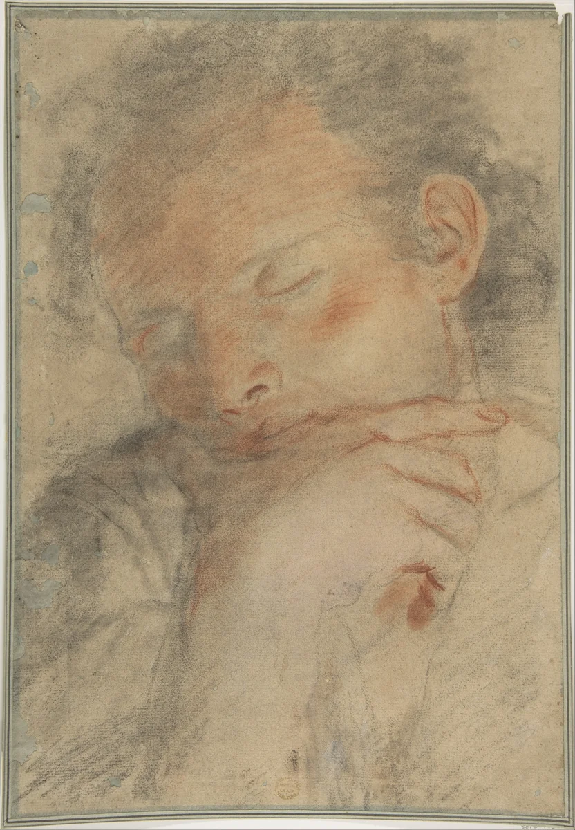 Head of a Man with Closed Eyes by Francesco Vanni, drawing, 1563-1610