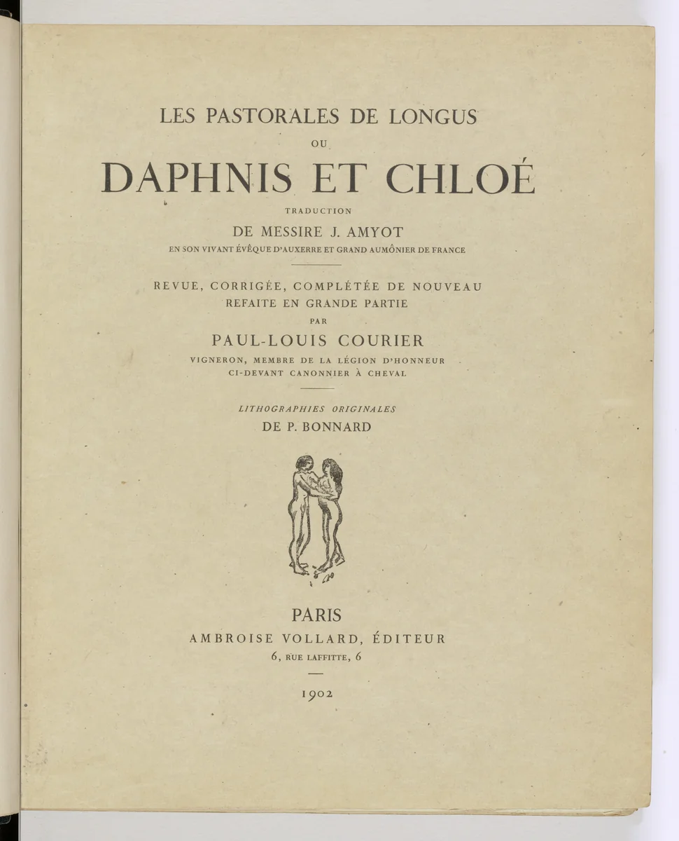 Title page from Daphnis et Chloé by Pierre Bonnard, illustrated book, 1902