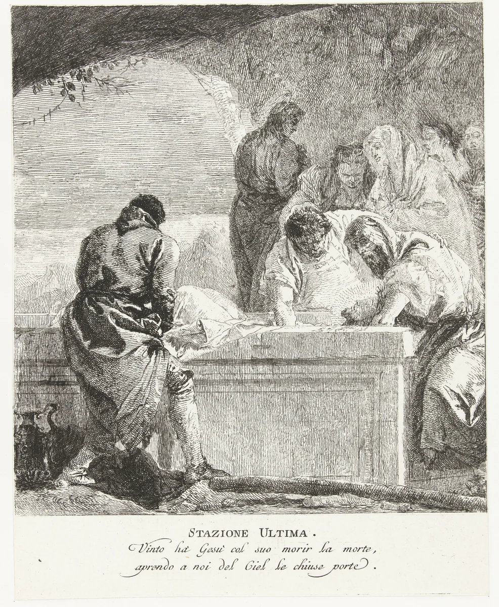 Graflegging van Christus by Giovanni Domenico Tiepolo, print, 1747-1749