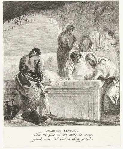 Graflegging van Christus by Giovanni Domenico Tiepolo, print, 1747-1749