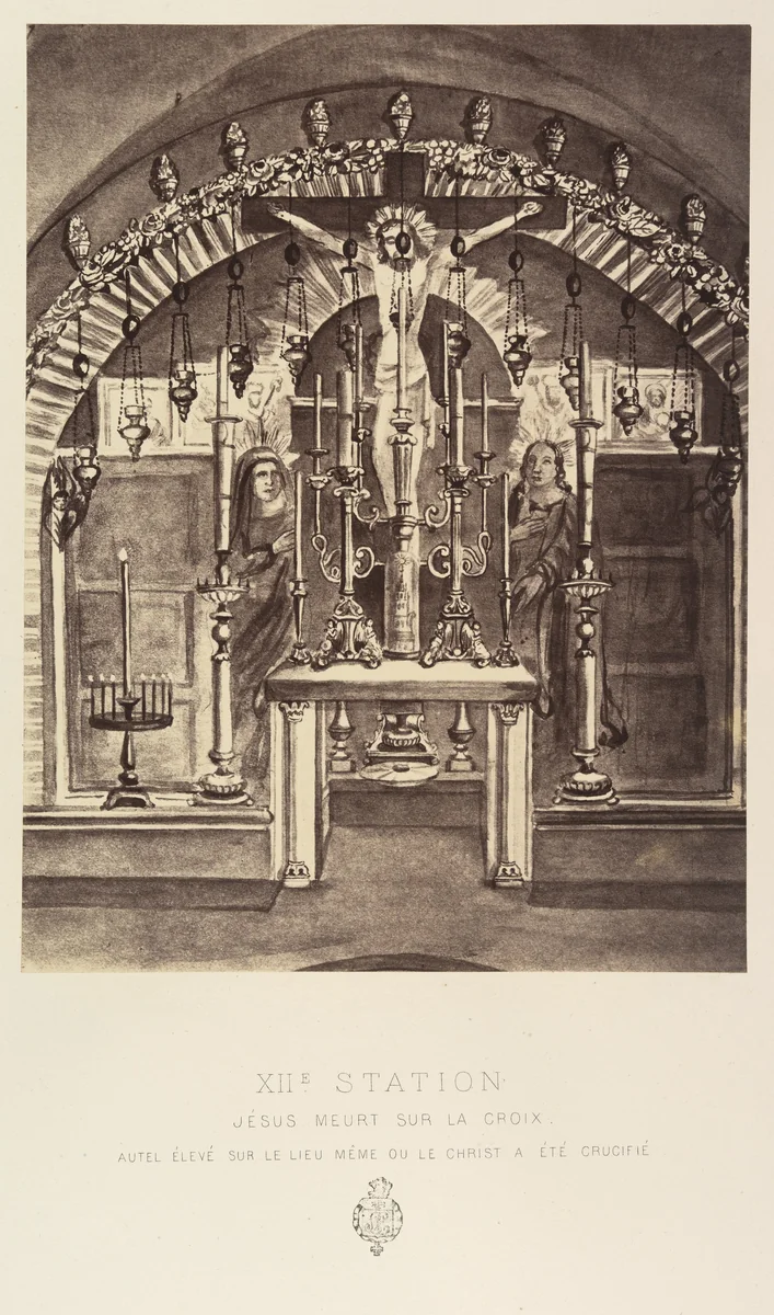 XIIe Station. Jésus meurt sur la croix. Autel élevé sur le lieu même ou le Christ a été crucifié by Louis de Clercq, photograph, 1860