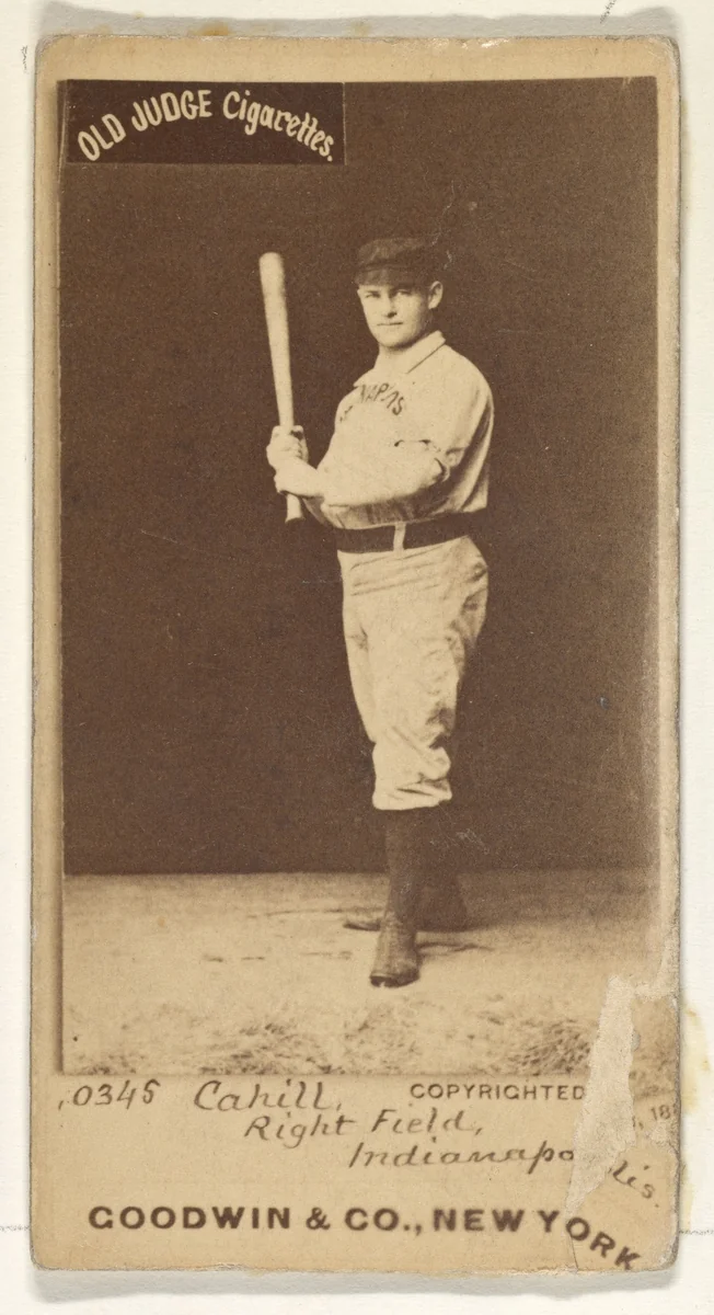 Cahill, Right Field, Indianapolis, from the Old Judge series (N172) for Old Judge Cigarettes by Goodwin & Company, photograph, 1887-1890