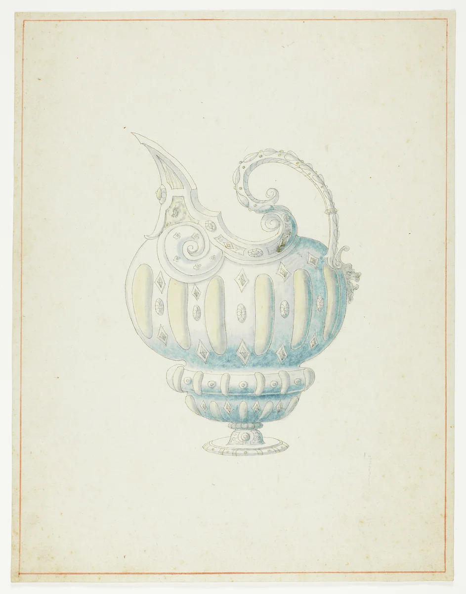 Pattern for Ewer by Giuseppe Grisoni, drawing, 1719-1769