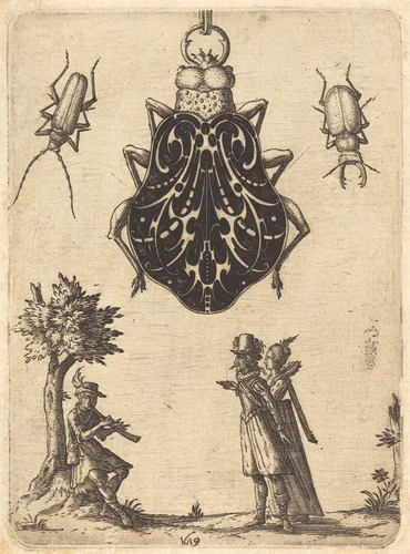 Design for a Beetle-Shaped Pendant by Jean Toutin, print, 1619