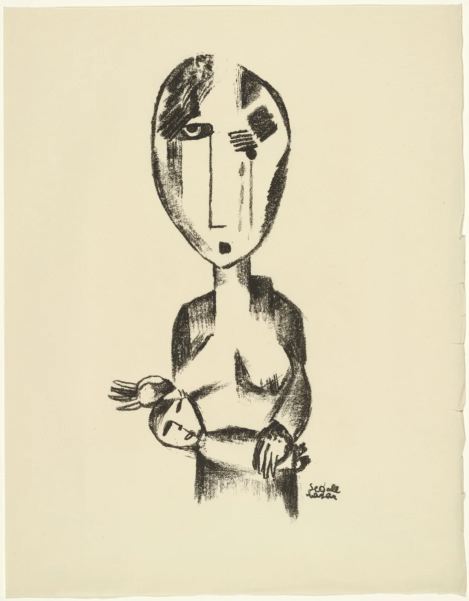 Young Beggar (Junge Bettlerin) from the periodical Kündung, vol. 1, no. 2 (February 1921) by Lasar Segall, periodical, 1921