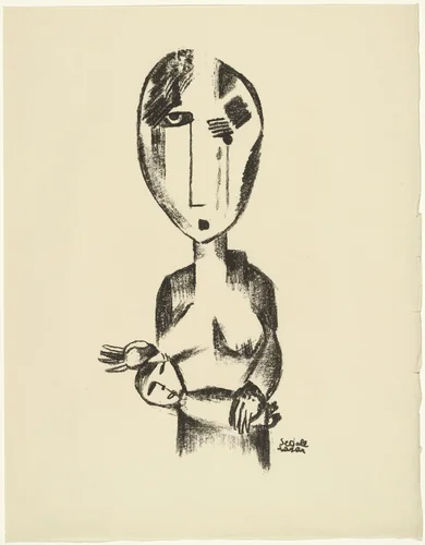 Young Beggar (Junge Bettlerin) from the periodical Kündung, vol. 1, no. 2 (February 1921) by Lasar Segall, periodical, 1921